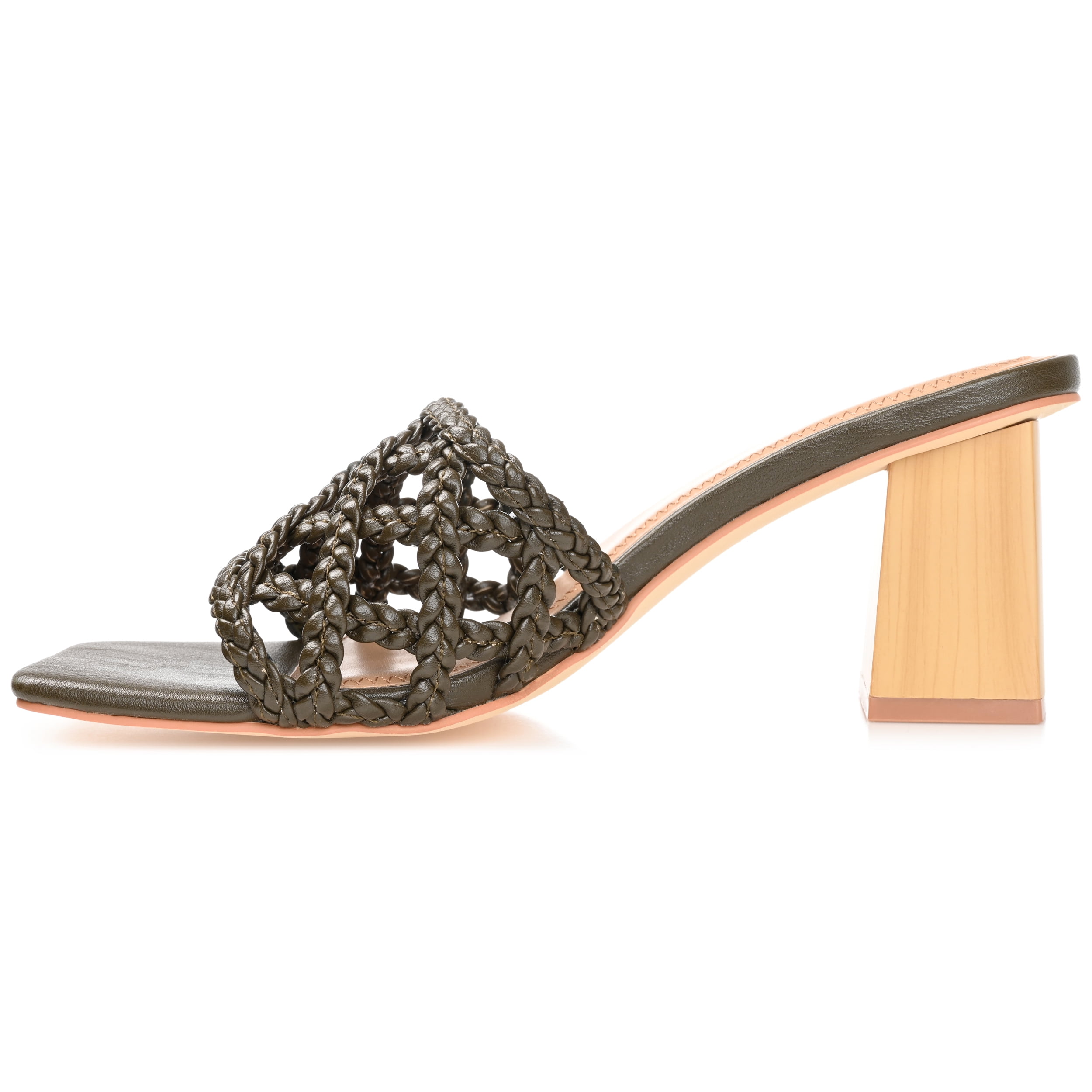 Journee Womens Evvie Open Square Toe Block Heel Sandals