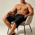 thumbnail image 4 of Hurxie Men's Capri Long Elastic Cargo Shorts Below Knee Shorts 3/4 Cotton Cargo Casual Shorts with Multi-Pockets Black,M, 4 of 7