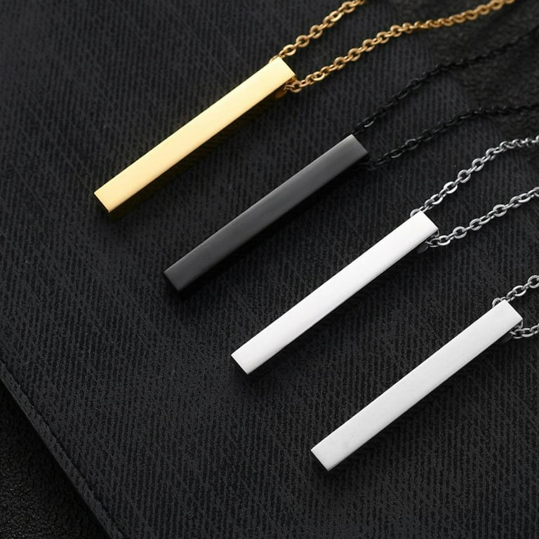 Vertical Bar Pendant Necklace for Men and Women Punk Retro Long