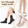thumbnail image 7 of Bocaoying Womens Sheer Ruffle Socks, 20 Pairs Lightweight Nylon Summer Lace Trim Sock, Nude-Black-White, 7 of 7