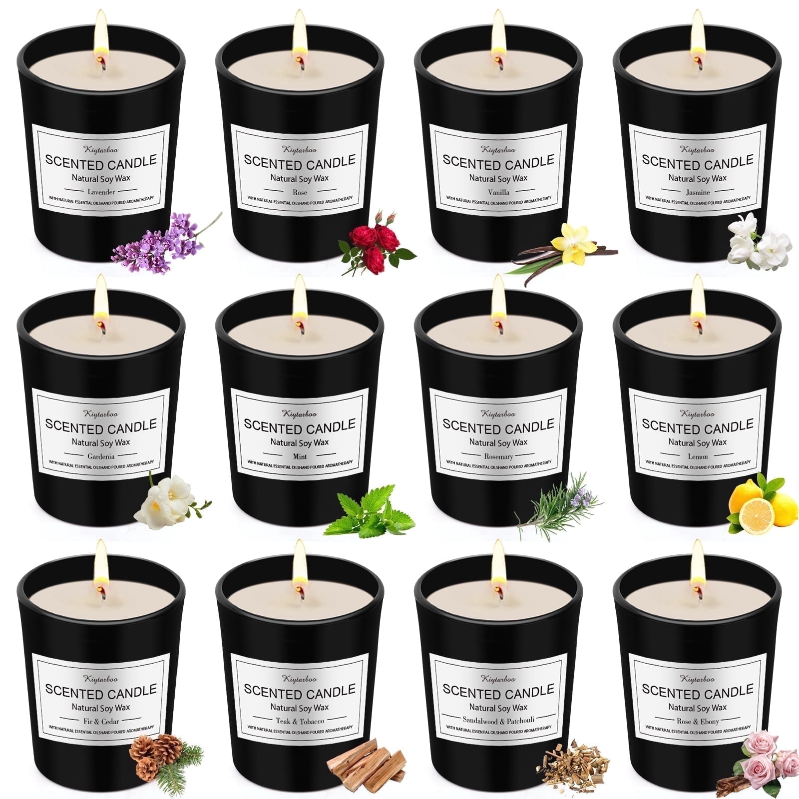 Giphtpoeet Scented Candles 12 Gift Sets for Women Natural Soy Wax Christmas Birthday Gift Candles Burning Time for 240h