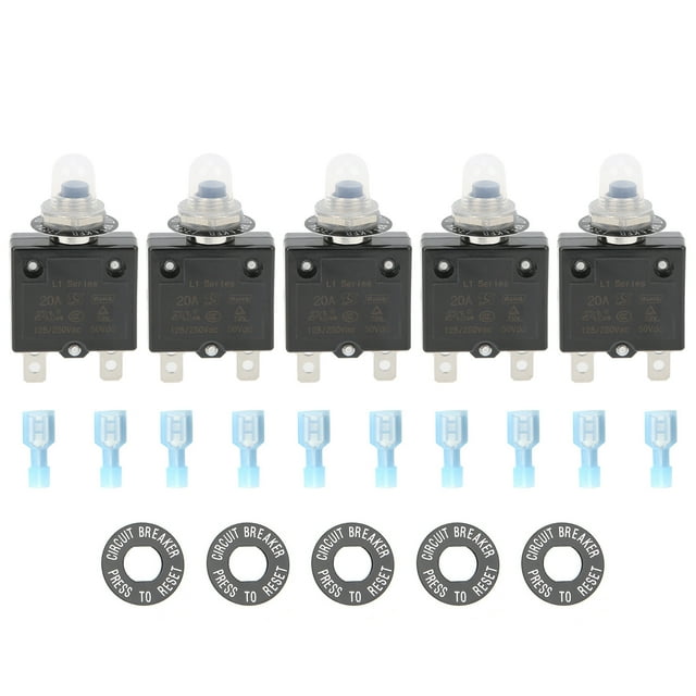 Protecteur de Surcharge, Applications Larges Disjoncteur Thermique Compact 125-250V AC 50V DC Réinitialisation Manuelle 20A pour Automobile pour Marine