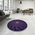 thumbnail image 4 of Ahgly Company Tapis Rond Lavable en Machine Intérieur Transitionnel Violet Profond, 6 Pieds Rond, 4 of 7
