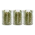 thumbnail image 2 of Melrose Dried Rowan Leaf Glass Candle Holders - 4" - Green and Clear - Set of 3, 2 of 2