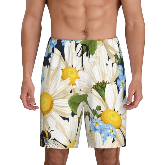 Fotbe Bees Collecting Nectar Pantalones Cortos de Pijama para Hombre, Ropa de Dormir, Pantalones de Pijama Cortos para Hombre-Medium