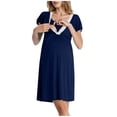 thumbnail image 2 of Eltusu Women Maternity Breastfeeding Dresses, Casual Knee Length Short Sleeve V-Neck Nursing Dresses Navy Size 2XL, 2 of 4