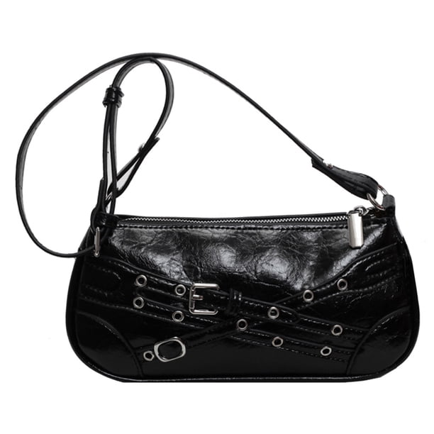 Bolso Hombro para Mujer Hobo Punk PU Bandolera Moderno Color Sólido A La