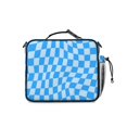 thumbnail image 3 of Blue Wavy Checkered Pattern Insulated Lunch Bag with Shoulder Strap and Bottle Holder,Bento School Lunch Bag Box,11x9.5x3.5 Inches, 3 of 5
