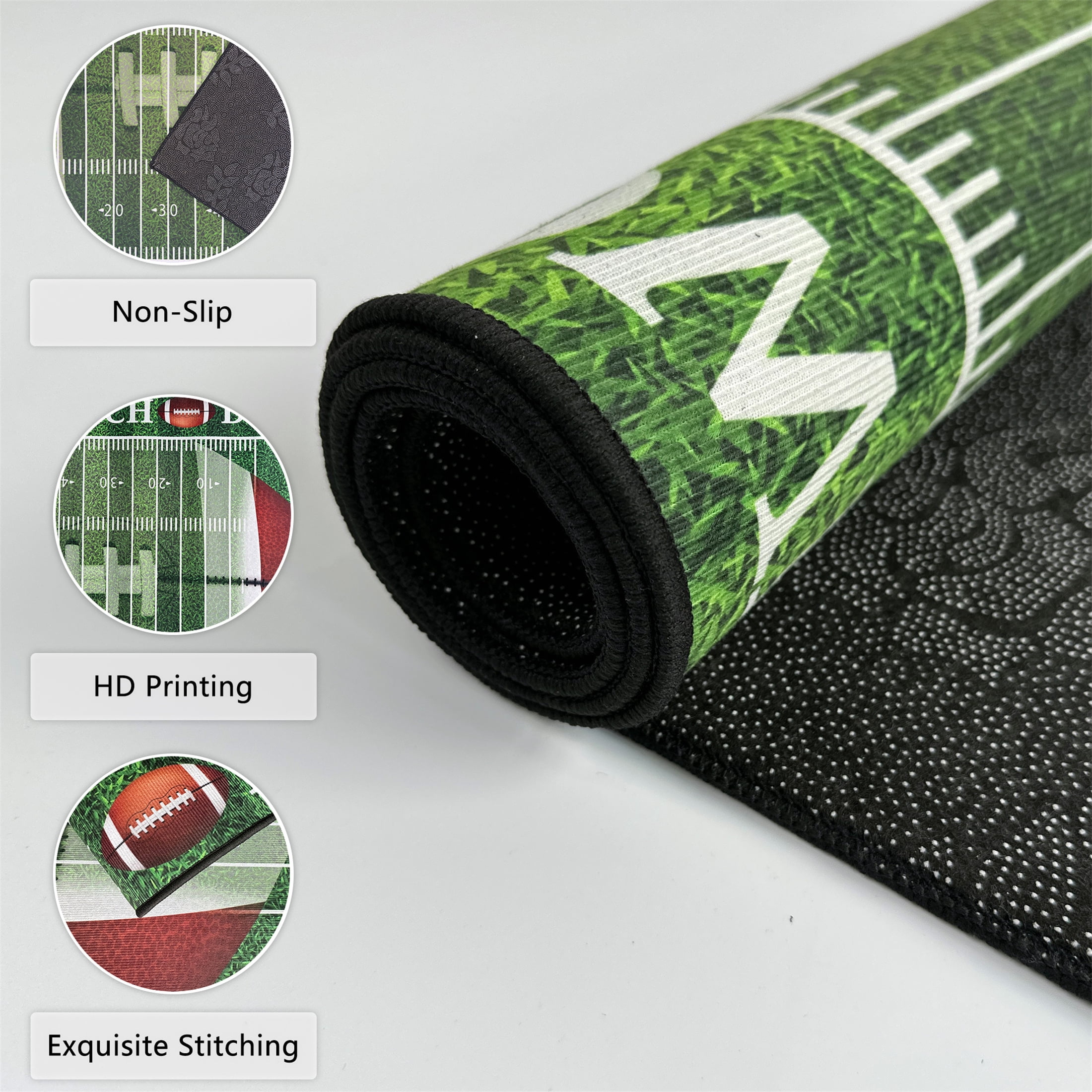 Football Rug for Bedroom,3'x5' Non-Slip Football Field Rugs,Sports Rug for Lving Room Decor