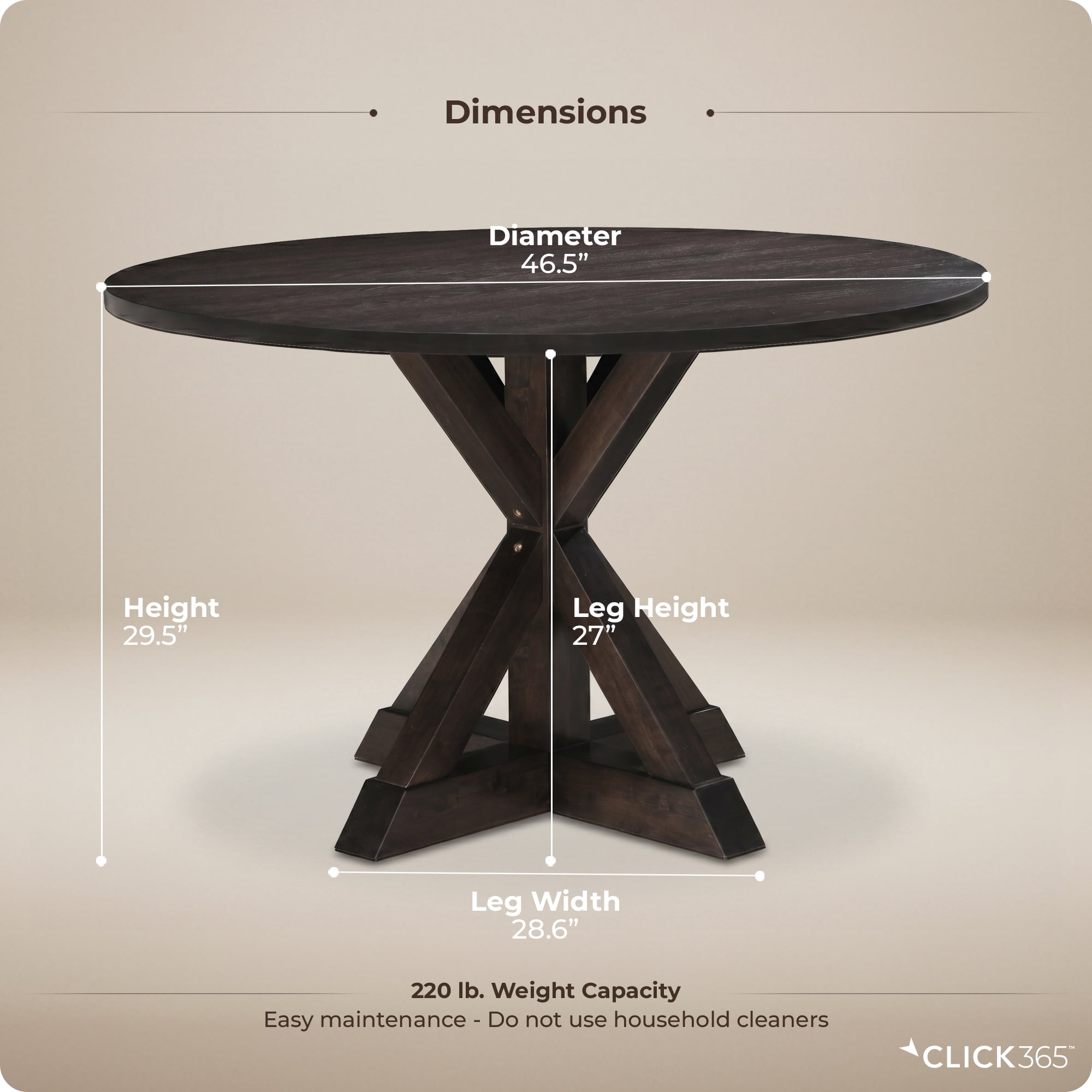 Finch Alfred Round Dining Table Rustic Dark Brown