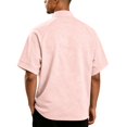 thumbnail image 4 of Domzest Mens Quater Zip Stand Collar Shirt Short Sleeve Lightweight Pullover Summer Casual Breathable Solid Shirts Light pink S, 4 of 7
