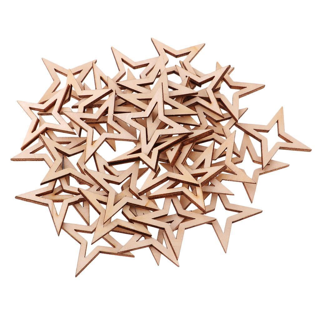 40 mini STARS 2,5cm VARIATIONS of UNPAINTED BLANK WOODEN SHAPES  EMBELLISHMENTS 
