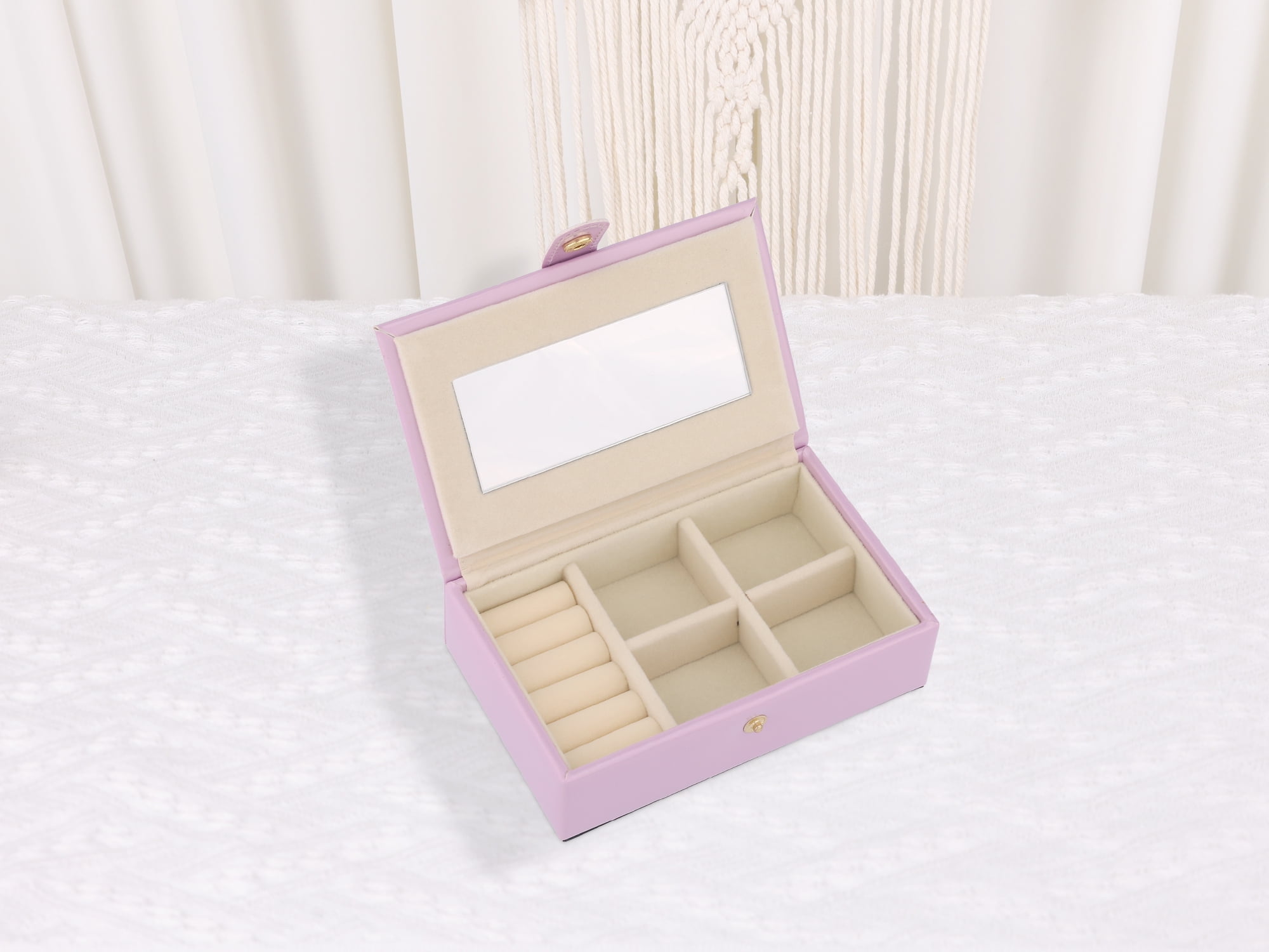 Unique Bargains Travel Jewelry Box Portable Organizer Case with Mirror Purple