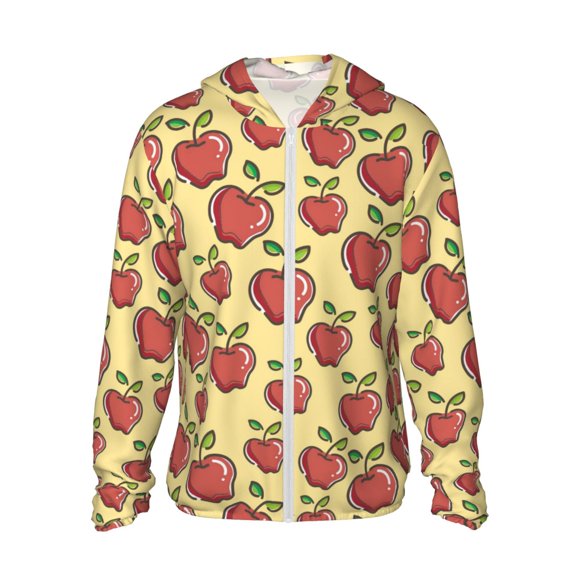 Vsdgher Apple Print Adult Hoodie Shirts Rash Guard for Men Women,Long Sleeve Sun Protection Fishing Shirts for Athletic Running Swim-Medium