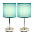 thumbnail image 2 of Simple Designs 11.81" 2-Pack Basic Chrome Mini Table Lamp Set with Fabric Shades, Blue, 2 of 7