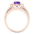 thumbnail image 4 of 1.92 ct Brilliant Round Cut Natural Amethyst 14k Rose Gold Halo Solitaire with Accents Engagement Bridal Wedding Ring Band Set size 9.75, 4 of 7