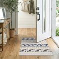 thumbnail image 2 of ODIKA 2'x3' Navy Beige Geometric Handwoven Design Washable Doormat Modern Stripes with Intricate Patterns Non-Slip, Low Pile for Entryway, Kitchen, Laundry Room, 2 of 7