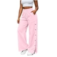 thumbnail image 2 of MLCDZ Fall Sweatpants for Women Drawstring Side Snap Button Lightweight Casual Loose Fit Track Pants with Pockets Comfy Baggy Lounge Golf Workout Trousers, 2 of 9