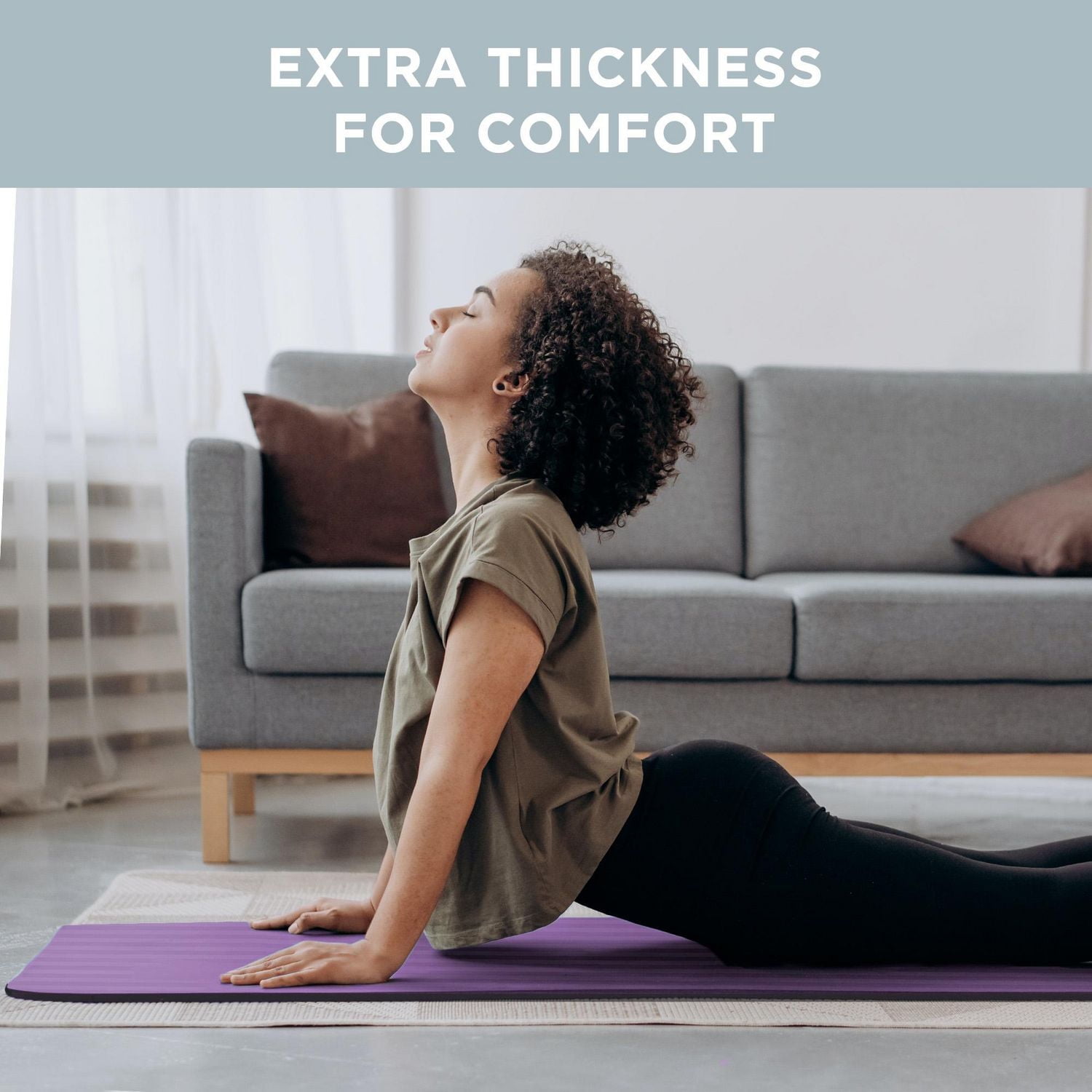 PurAthletics Tapis D'Exercice & De Pilates 1cm avec Bordure