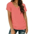 thumbnail image 3 of Womens Athletic Basic Tops, Short Sleeve Shirts for Women Summer Outdoor Casual Loose Fit Solid Color Workout V Neck T-Shirts, 3 of 7