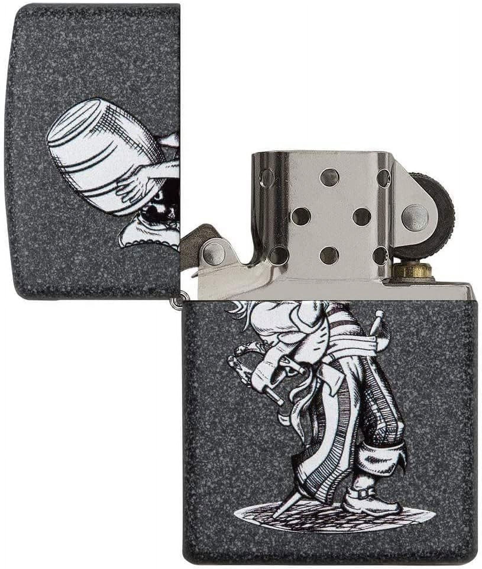 Zippo Lighter-Personalized Custom Message Engraved on Backside Pirate Drinking Barrell Funny Iron Stone Windproof Lighter Z5498