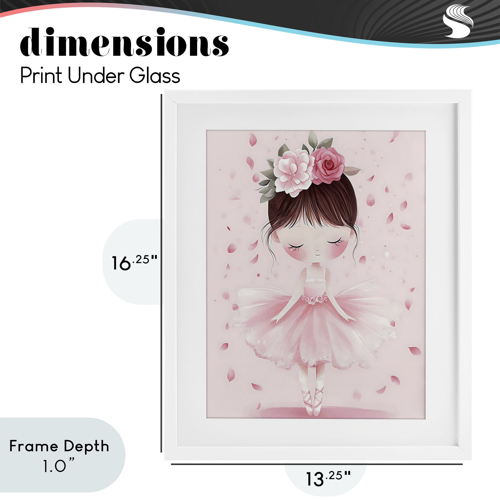 Stupell Industries Ballerina With Floral Headdress White Framed Print Under Glass, design by Creative Studio