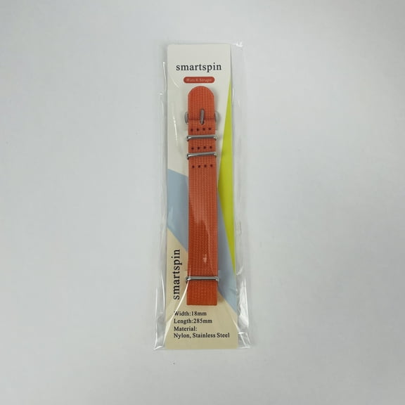 smartspin Nylon Watch Strap Orange Replacement Watch Band with Stainless Steel Buckle for Men and Women's Band Replacing, 18 mm