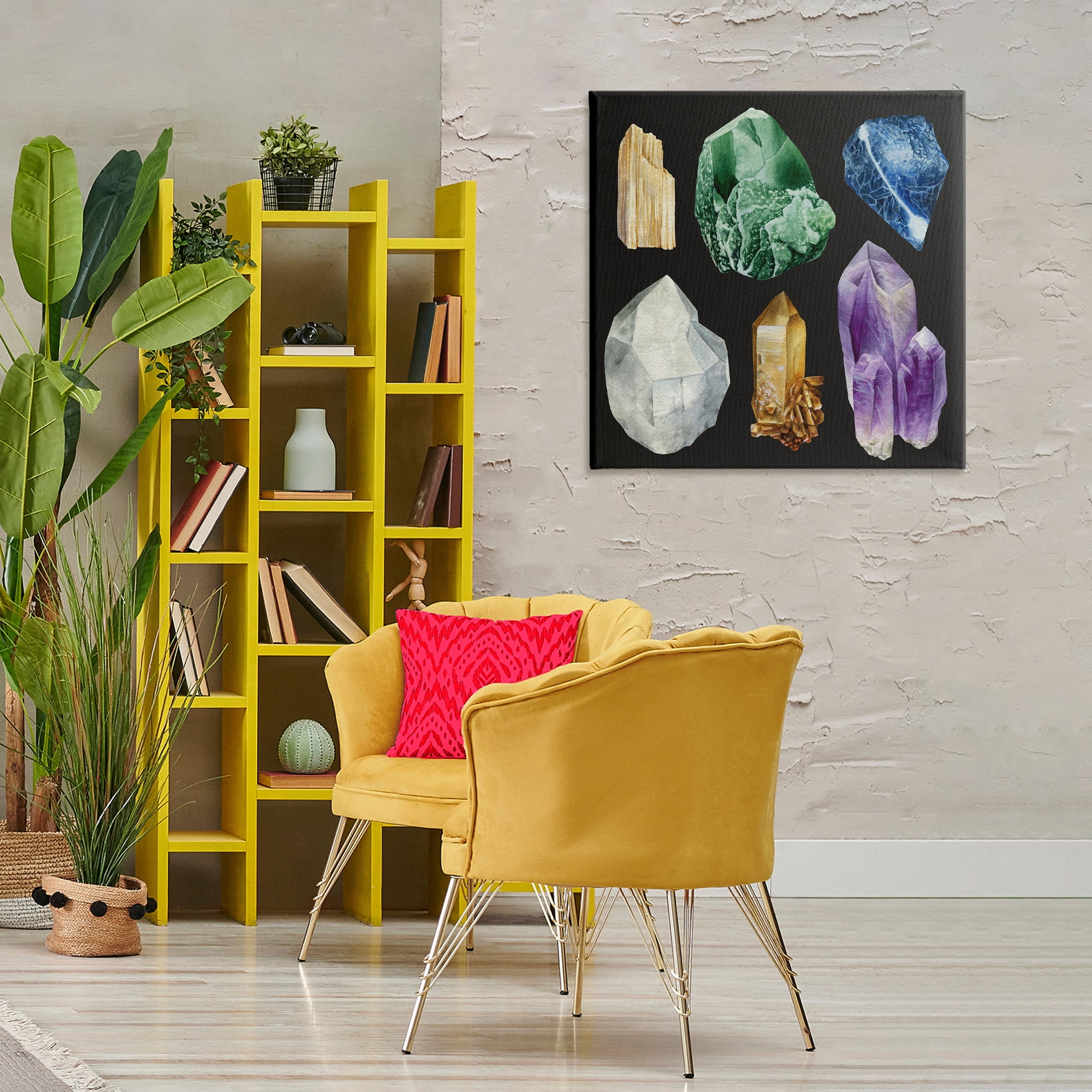 Stupell Industries Natural Varied Gemstones STEM Painting Wrapped Canvas Art Print Wall Art, 30 x 30