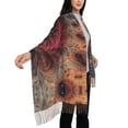 thumbnail image 3 of Women's Fashion Tassel Scarf, Brown Abstract Vintage Texture Long Shawl, Lightweight and Warm, 3 of 9
