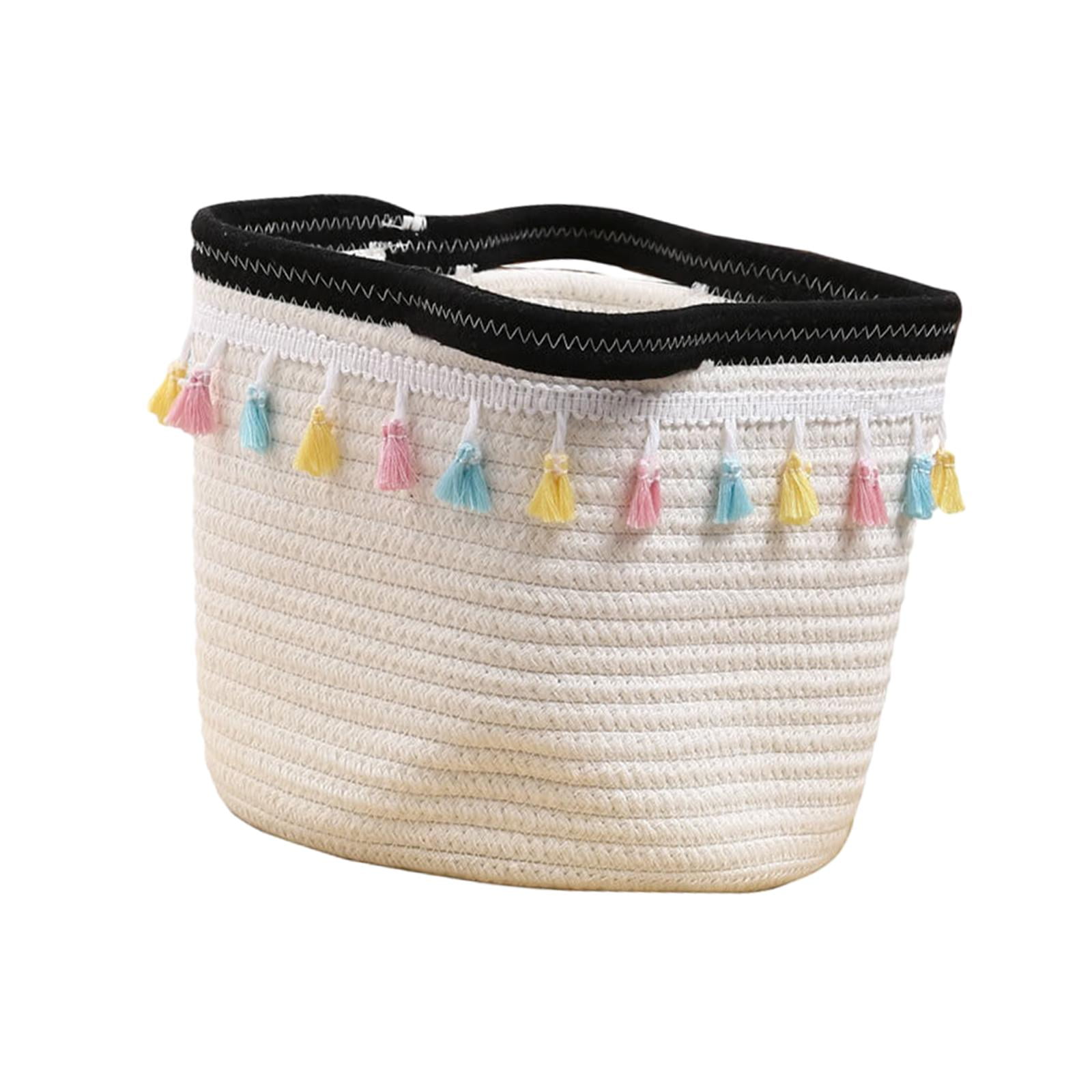 TISHITA Cotton Rope Storage Basket Baby Nursery Bin Portable Nordic Blanket Basket Laundry Hamper for Comforters Shoes Toiletry Socks