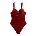 thumbnail image 5 of Womens One Piece Swimsuit 2025 V-Neck Ruched Mesh Bathing Suit with Spaghetti Straps, Tummy Control Swimwear, 5 of 5
