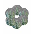 thumbnail image 7 of 13 Inch Round Placemats Set of 6, Green Christmas Tree Non Slip Heat Insulation PP Table Mats, Winter Snowflakes Grey Watercolor Pine Washable Place Mats for Kitchen Dining Party Table Decor, 7 of 7