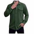 thumbnail image 6 of DPTALR Men's Casual Solid Color Turndown Collar Long Sleeve Shirt with Pockets,Green,Big and Tall Men XXL, 6 of 6