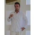 thumbnail image 3 of Guayabera Barca e Spiggia Hombre Manga larga Tela de Lino Blanca, 3 of 8
