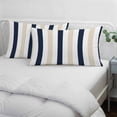thumbnail image 4 of Beige Navy Blue Striped Standard Pillow Covers, Farmhouse Stripe Art Soft Breathable Throw Pillow Cases with Invisible Zipper, Decorative Pillowcase Pillows Protectors for Sofa Bed Chair 20"x26", 4 of 9