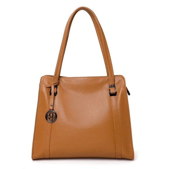 genuine leather, large capacity, detachable shoulder strap, cross-body, single shoulder, arm-length tote bag (yellow)