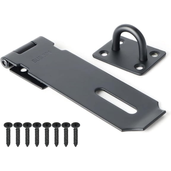Hasp Lock, Door Hinge Lock Padlock, Black Hasp Hinge Lock for Door, SUS 304 Stainless Steel Brushed Nickel Breast Lock (5 Inch)
