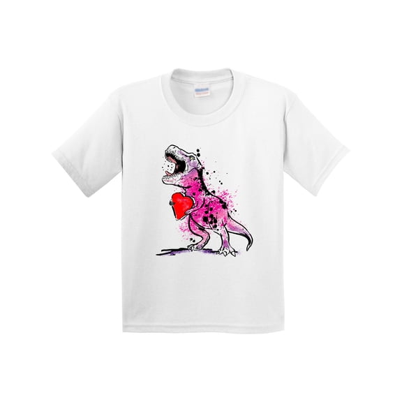 Inktastic Valentine's Day Graffiti T-rex with Heart Shaped Candy Box Youth T-Shirt