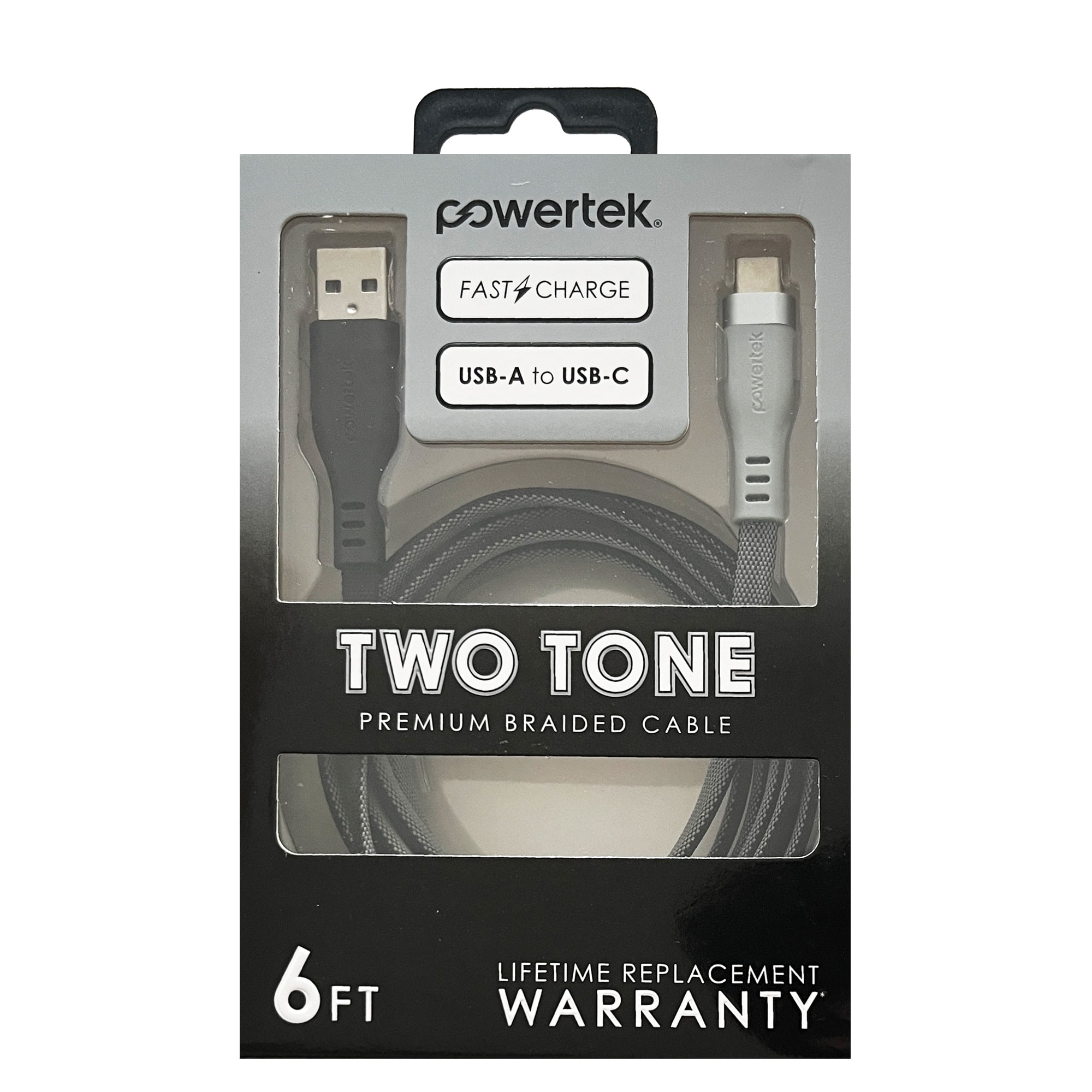 Liquipel Powertek Two Tone USB-A to USB-C - Black