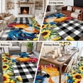 thumbnail image 4 of Rectangle Rug 5x8ft Area Rug,Watercolor Rustic Rooster Sunflower Area Rugs for Living Room Bedroom,Black White Buffalo Check Floor Mat Non-Slip Non-Shedding Carpet Indoor Accent Rugs, 4 of 9