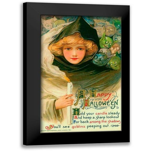 Vintage Apple Collection 10x14 Black Modern Framed Museum Art Print Titled - Halloween Goblins.tif