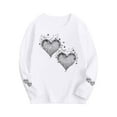 thumbnail image 4 of White Girls Sparkle Long Sleeve Top, Heart Rhinestone Shirt for Kids, Stretchy Glitter Party & Casual Shirt 2-14 Years,Size 5-6 T, 4 of 6