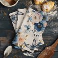 thumbnail image 6 of Vintage Blue Floral Kitchen Towels Set of 3, Water Absorbent Dish Towel, Butterflies Watercolor Flower Linen Decorative Hand Towels - Quick Drying Cloth for Cooking Baking, 18x28 Inch, 6 of 8