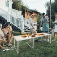 thumbnail image 2 of Ktaxon 6' Outdoor Portable Aluminum Camping Picnic Table, 3-Level Adjustable Height Metal Folding Dining Table,  Use for Camping Party Wedding Garden Commercial Entertaining Events, White, 2 of 8