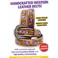 thumbnail image 3 of 23-24  Girls Kids Child Youth 1-1/4" Wide Western Rodeo Fashion Two-Tone Floral Hearts Tooled Leather Belt 26FK37PRC, 3 of 3