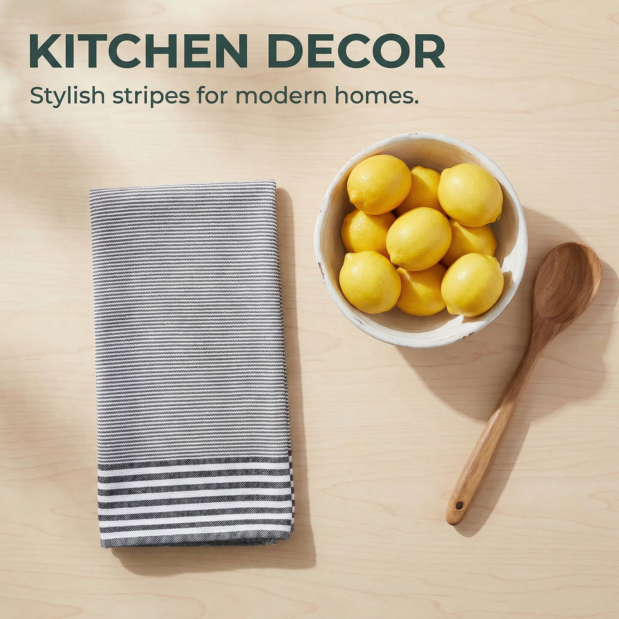 Unique Bargains 100% Cotton Striped Kitchen Towels Black 26" x 18"
