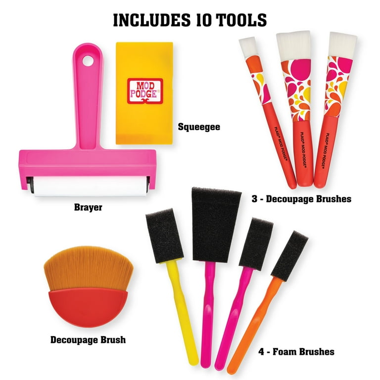 Mod Podge Essential Decoupage Kit Featuring 8 Formulas and 10