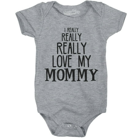 

Baby Really Really Love My Mommy Cute Funny Infant Creeper Bodysuit (Heather Grey) - 24 Months