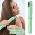 thumbnail image 2 of Foldable Hair Straightener Comb 3 Temperatures LED Display Fast Heating USB Rechargeable Travel Portable Ionic Hot Brush Electric Hair Styling Detangling Comb, 2 of 8