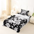 thumbnail image 5 of Homewish Halloween Goth Skull Twin Sheets,Victorian Romantic Flowers Bedding,Black White,3 Pieces,1 Fitted Sheet and 1 Pillowcase, 5 of 6